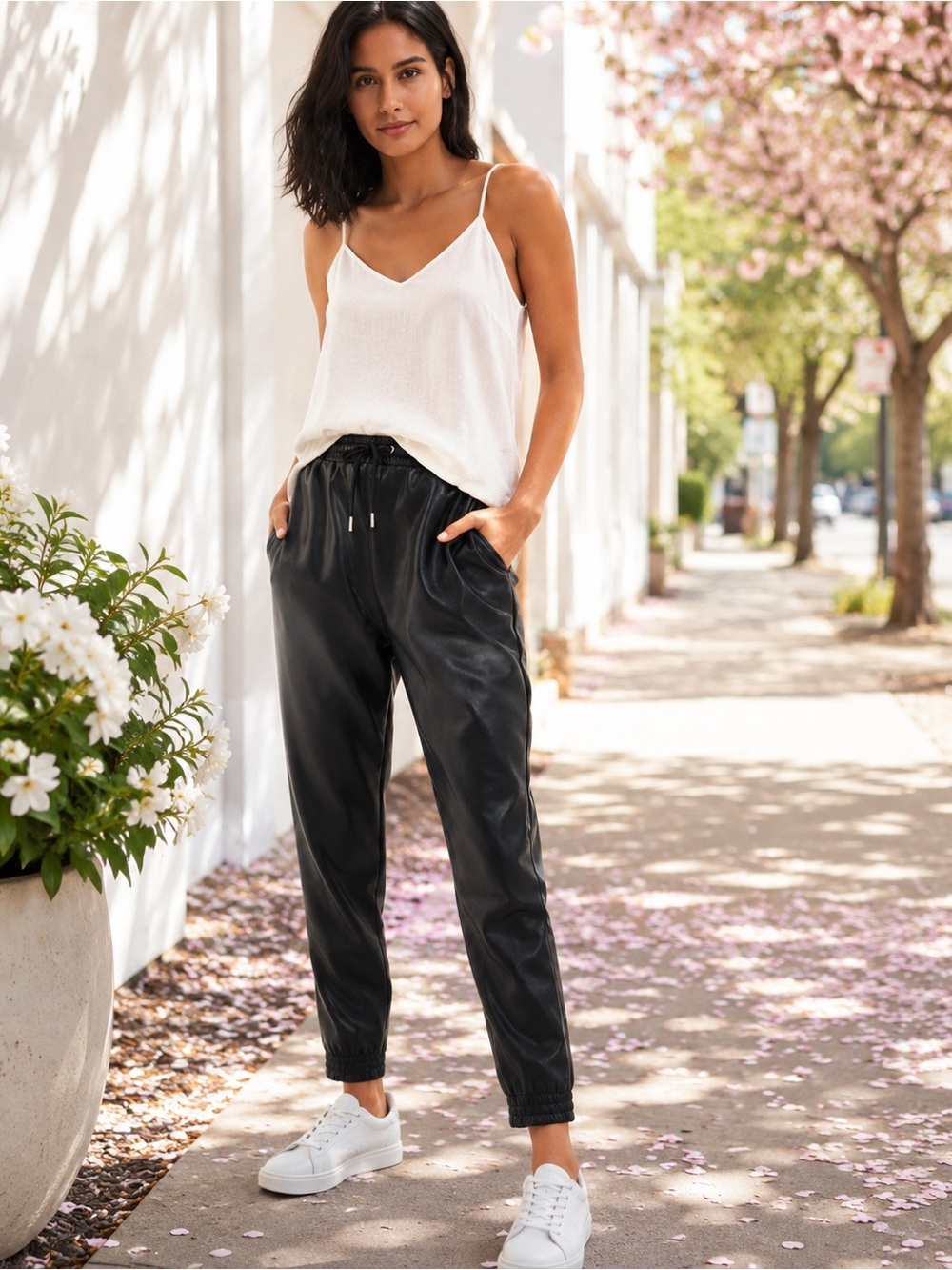 🖤 Anthropologie Avec Les Filles Black Vegan Leather Joggers